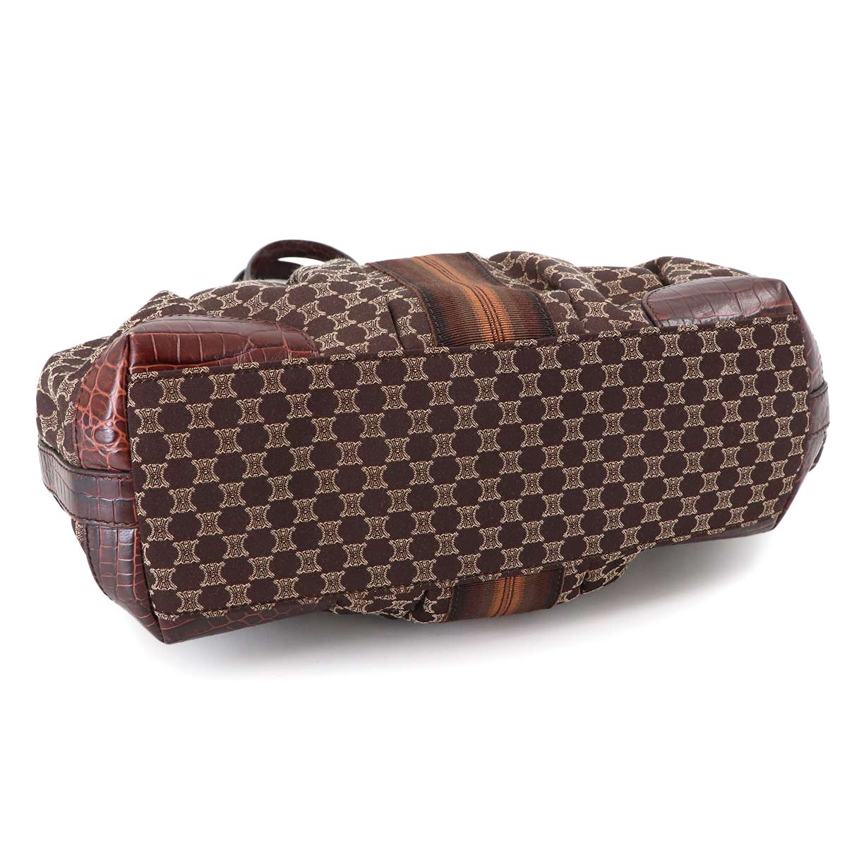 Macadam Hand Bag Canvas Leather Dark Brown Vintage Purse