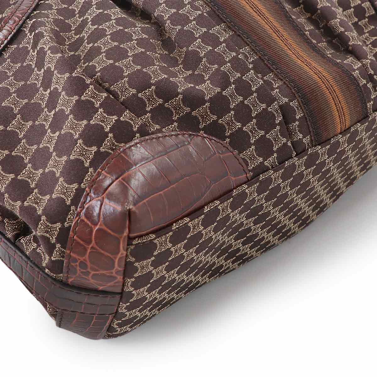 Macadam Hand Bag Canvas Leather Dark Brown Vintage Purse