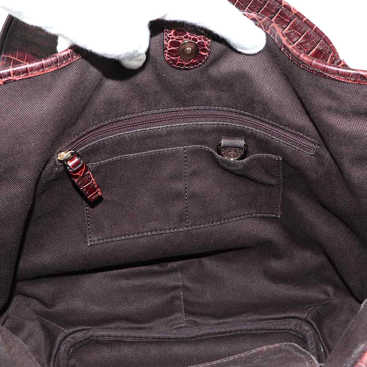 Macadam Hand Bag Canvas Leather Dark Brown Vintage Purse