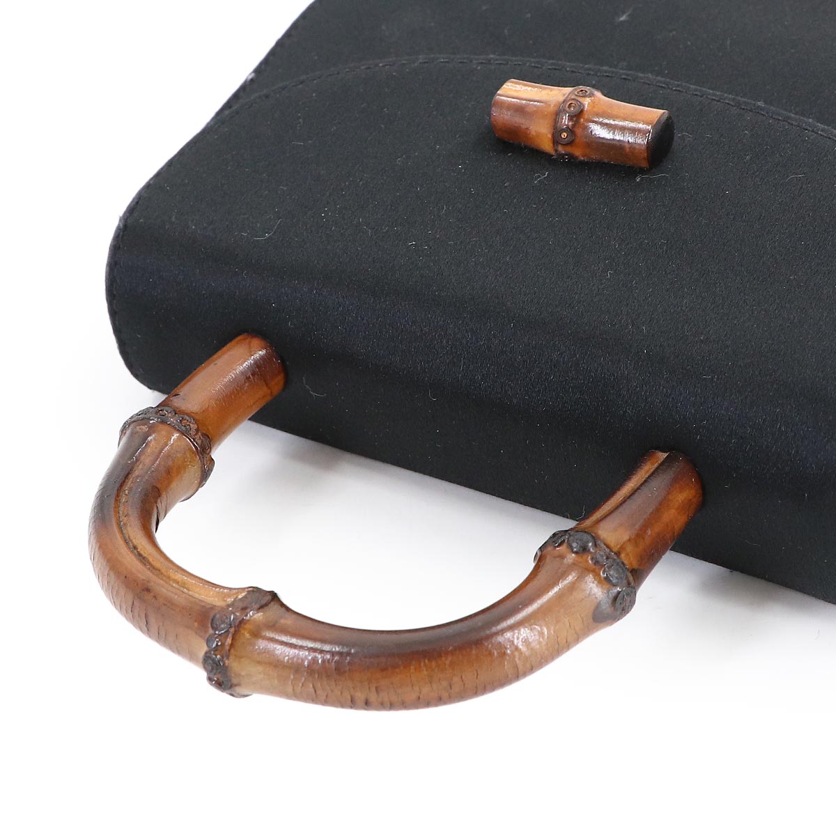 Bamboo 2way Hand Shoulder Bag Satin Black Purse