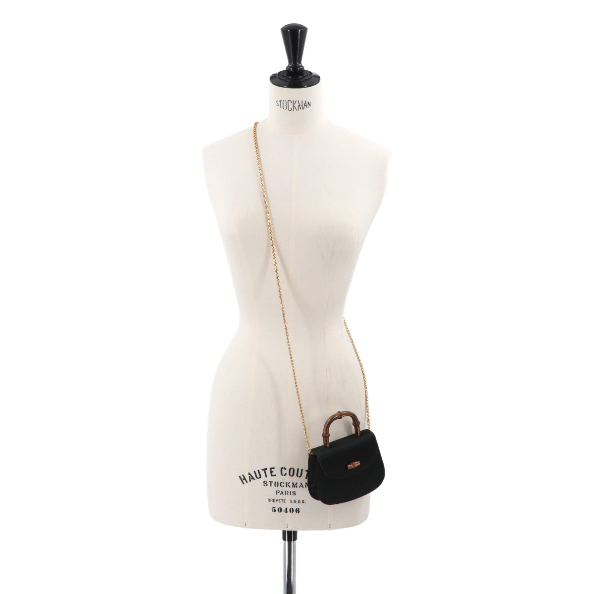 Bamboo 2way Hand Shoulder Bag Satin Black Purse