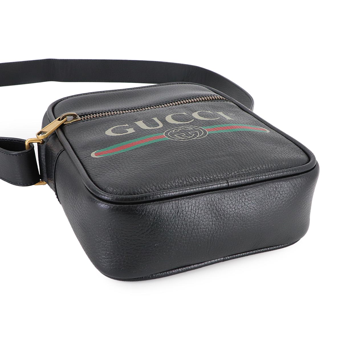 Print Shoulder Bag Leather Black 523591 Logos Purse
