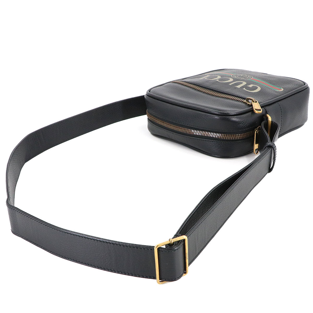 Print Shoulder Bag Leather Black 523591 Logos Purse