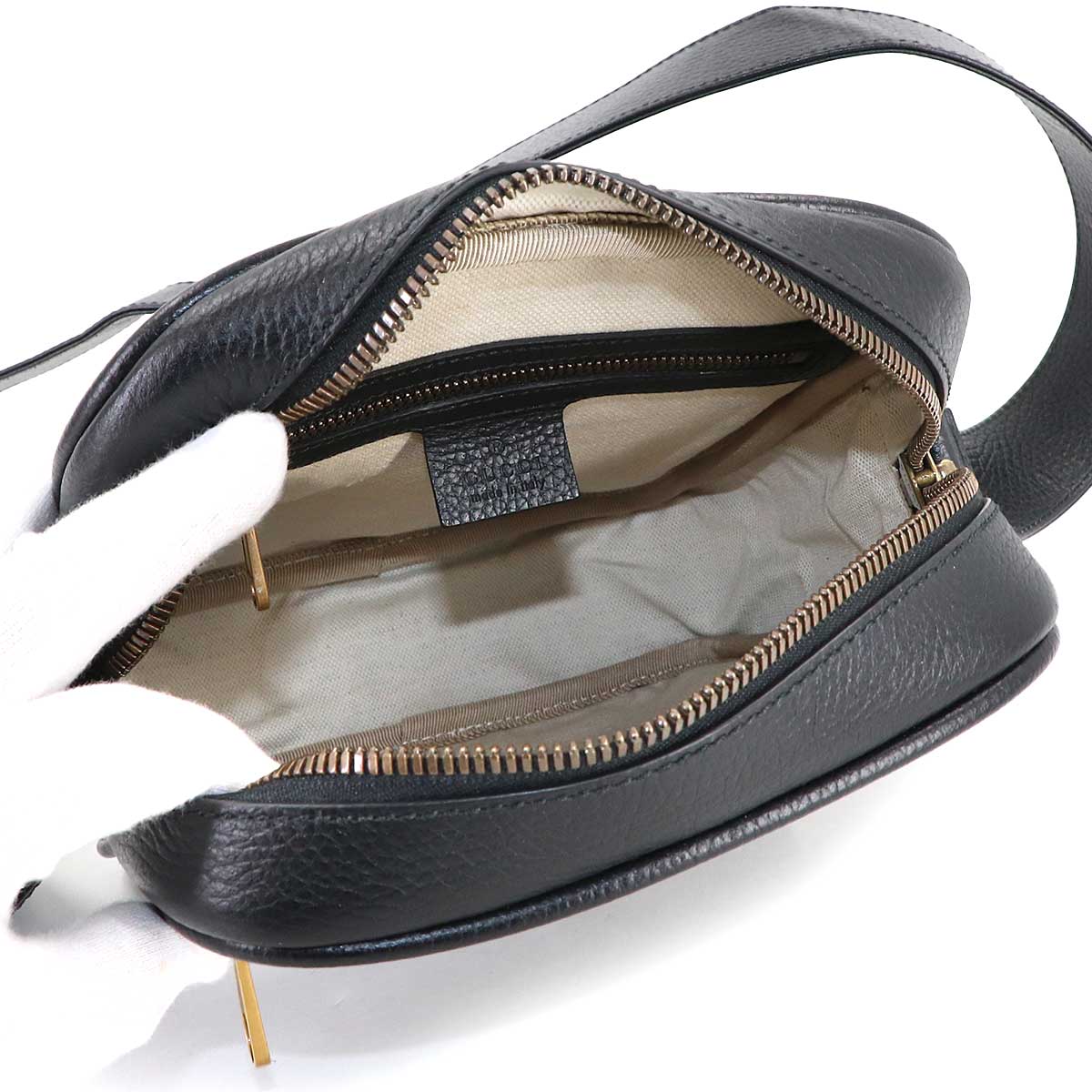 Print Shoulder Bag Leather Black 523591 Logos Purse