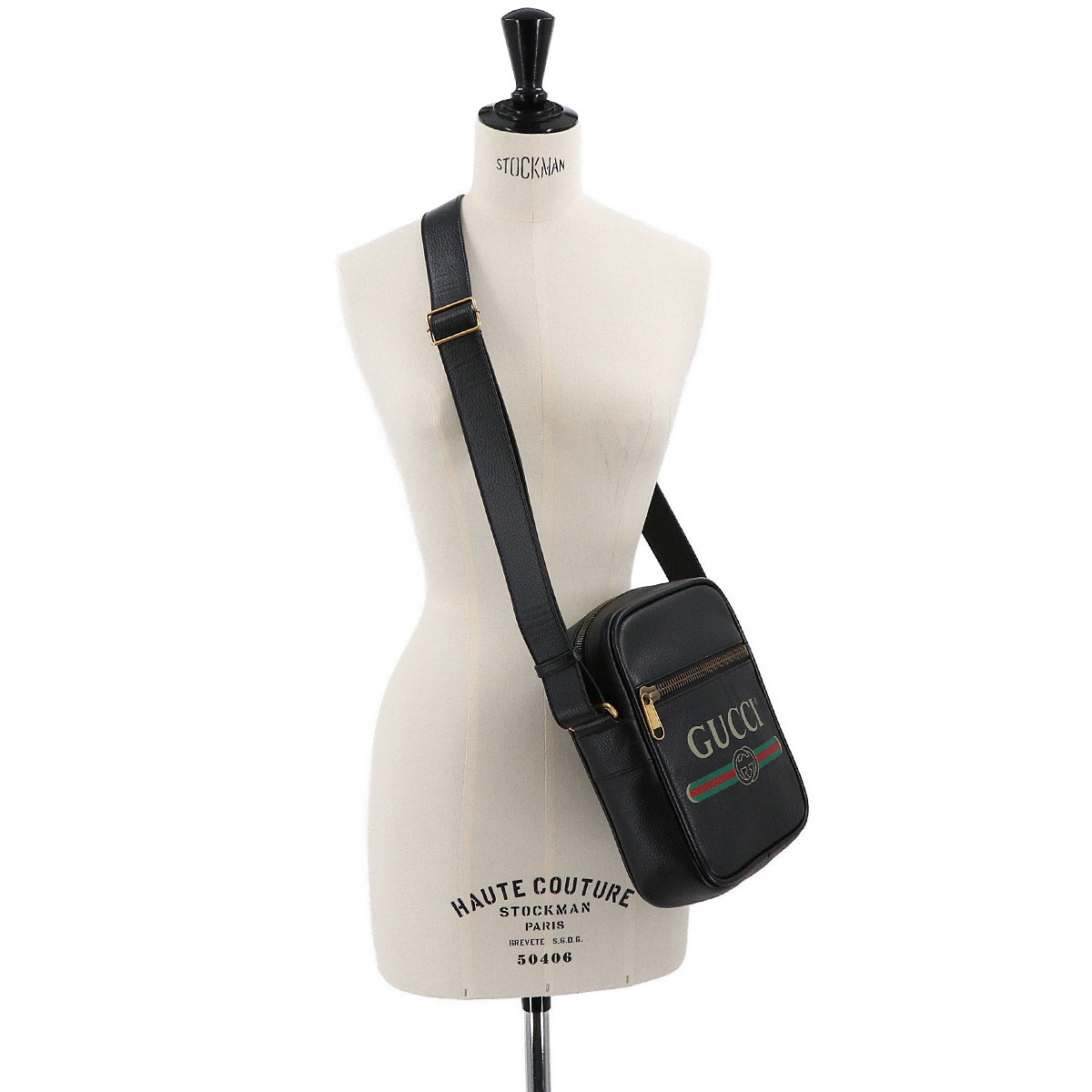Print Shoulder Bag Leather Black 523591 Logos Purse