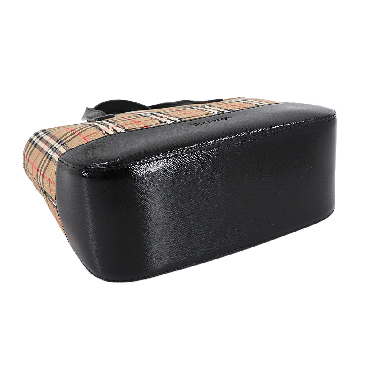 Plaid Hand Bag Canvas Leather Beige Black Haymarket