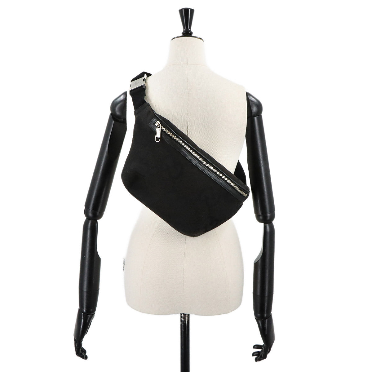 Jumbo GG Belt Bag Crossbody Bag Canvas Leather Black 696031 Purse