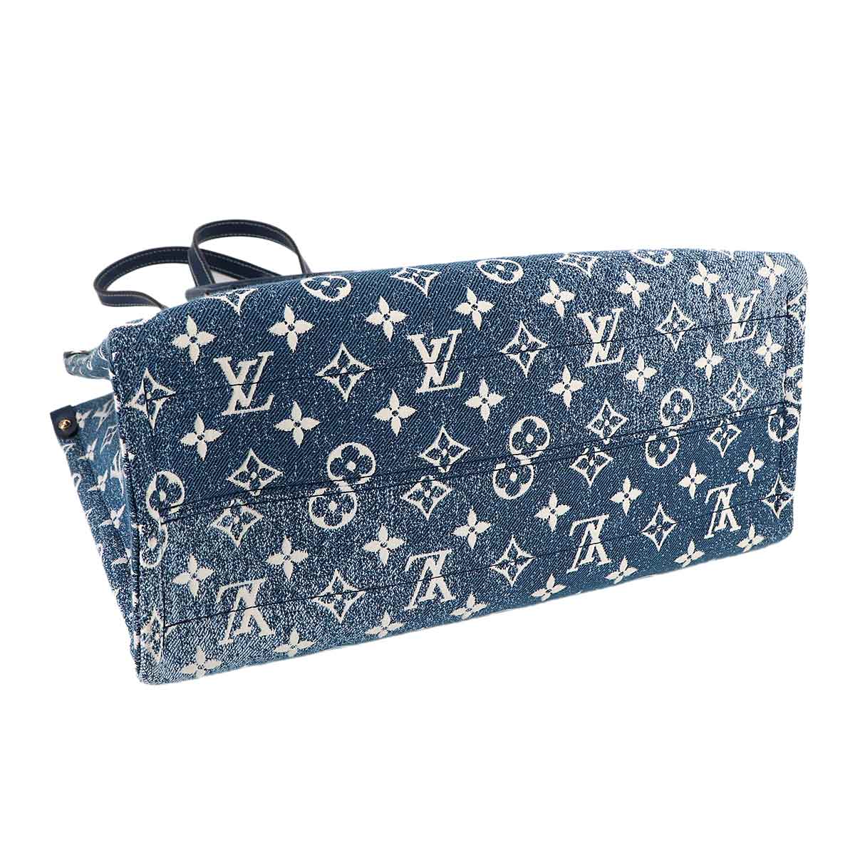 Monogram Jacquard Denim Onthego MM Tote Shoulder Bag