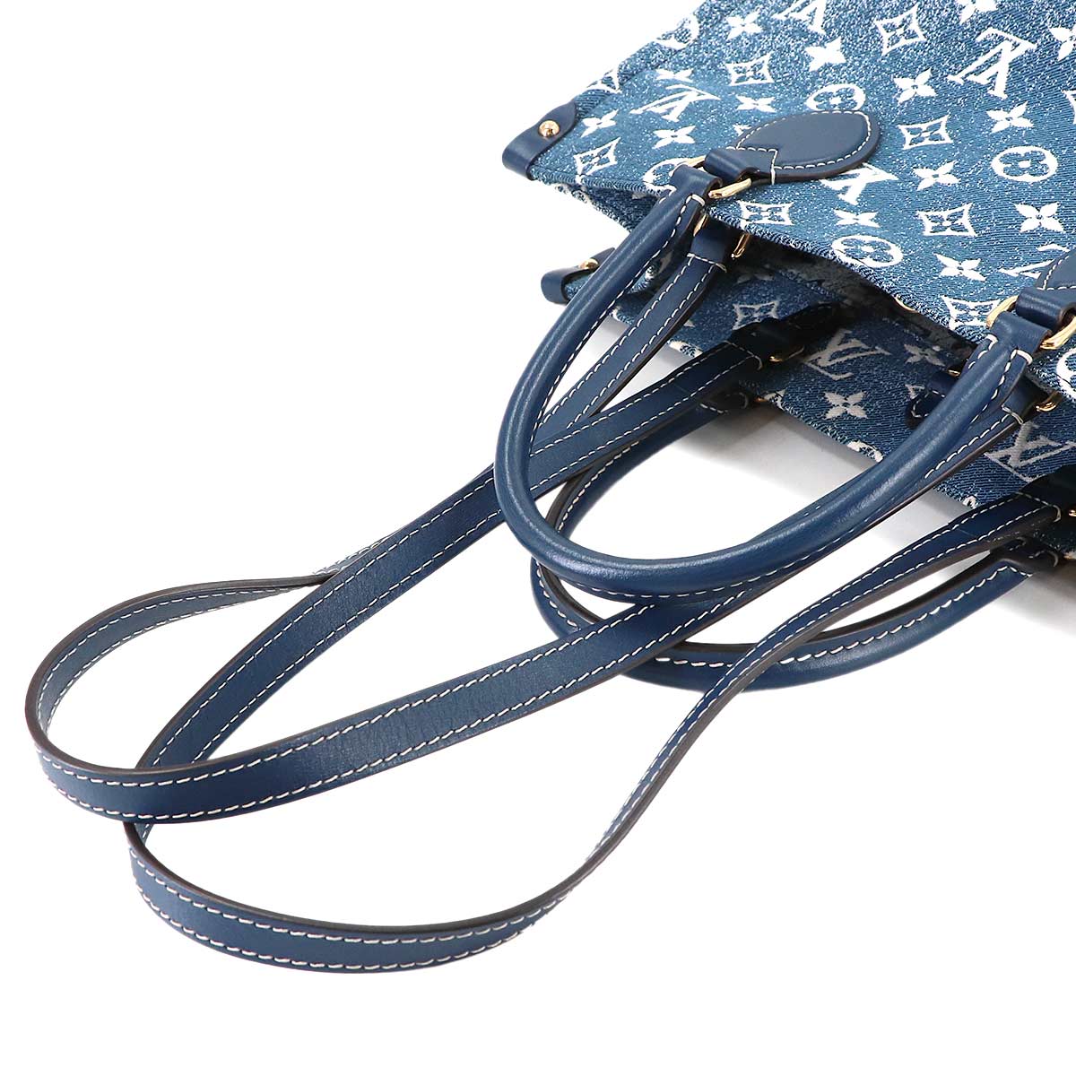 Monogram Jacquard Denim Onthego MM Tote Shoulder Bag