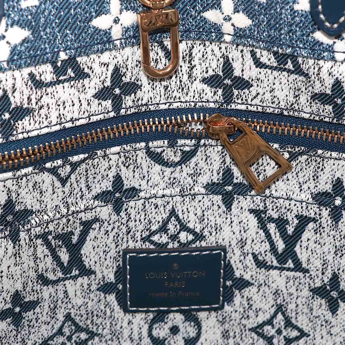 Monogram Jacquard Denim Onthego MM Tote Shoulder Bag