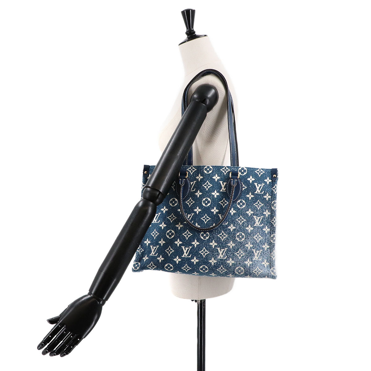 Monogram Jacquard Denim Onthego MM Tote Shoulder Bag