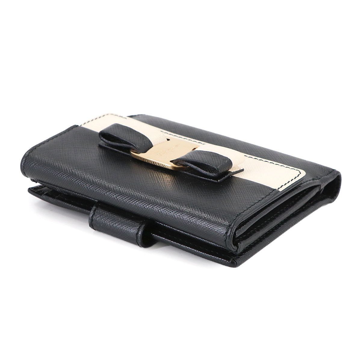 Vara Compact Wallet Leather Black White Purse