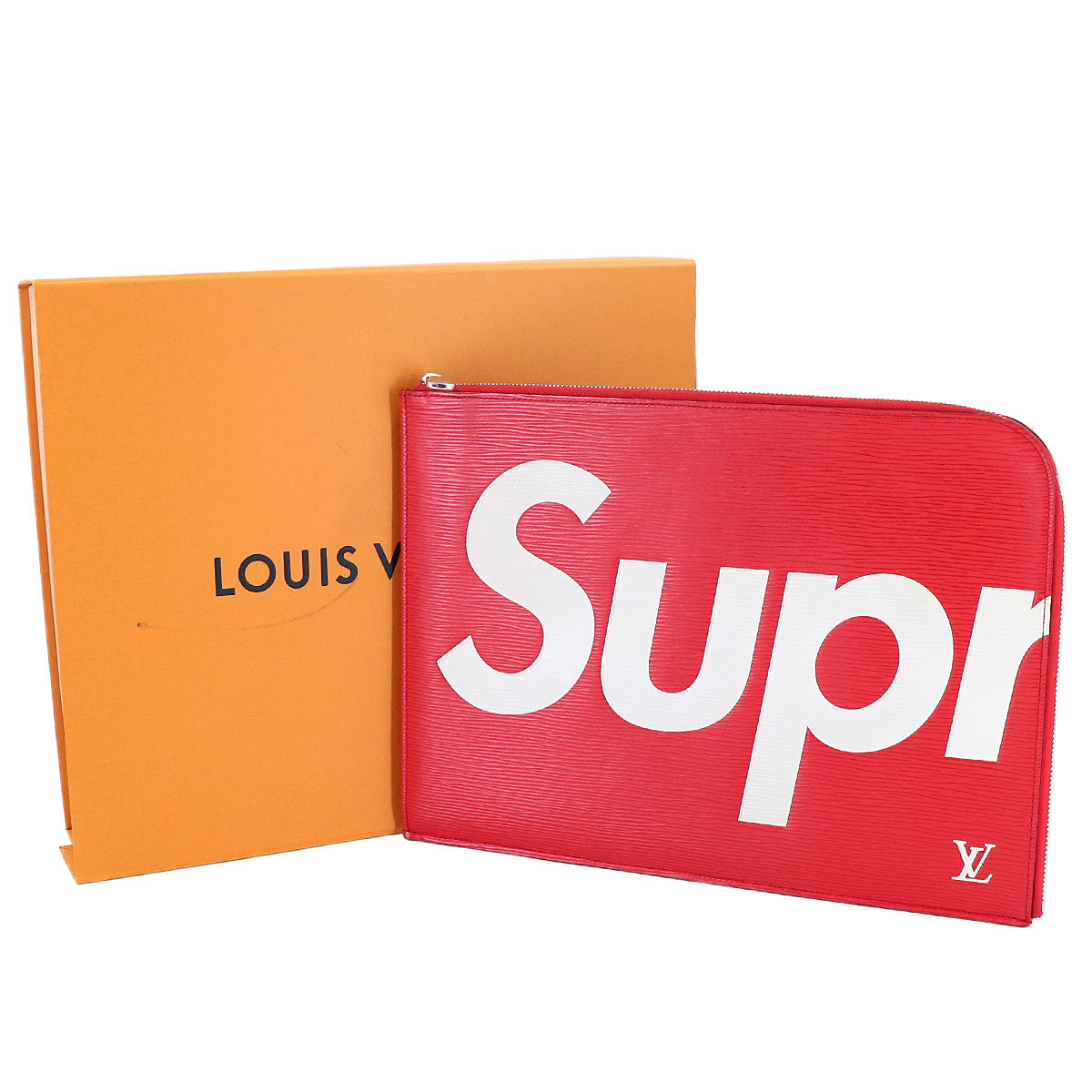 Supreme Epi Pochette Jour GM Clutch Bag Red White M67722