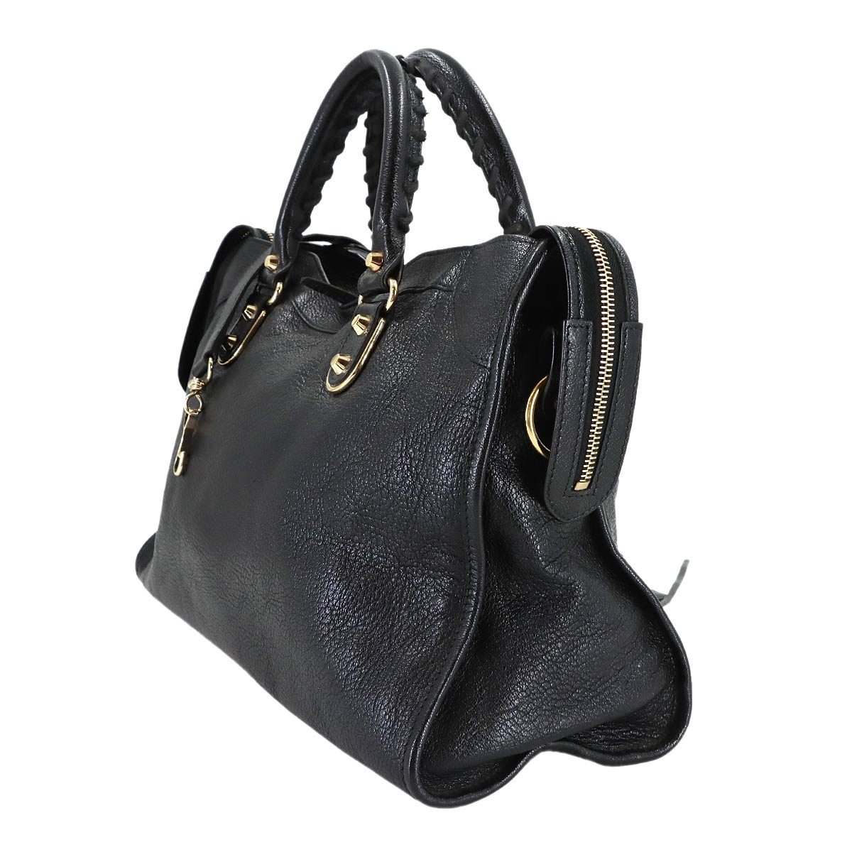 The City Hand Shoulder Bag Leather Black 115748