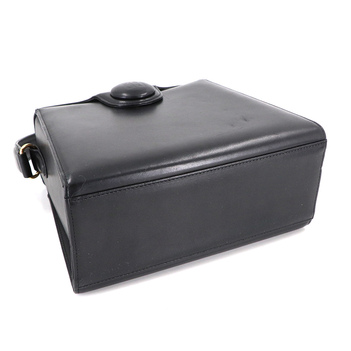 Hand Bag Leather Black Square Purse