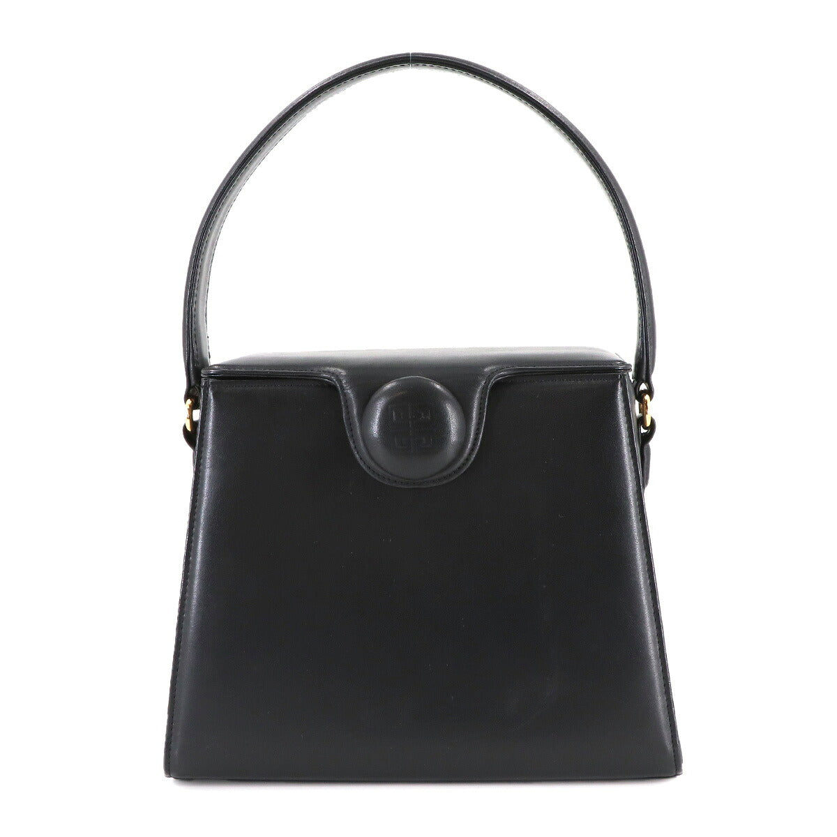 Hand Bag Leather Black Square Purse