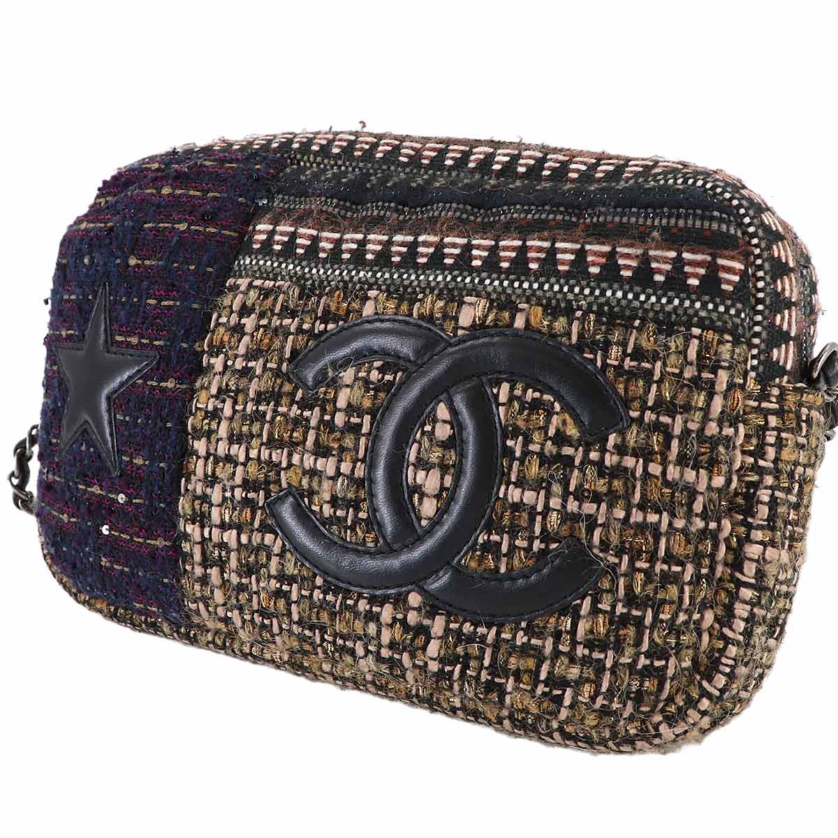 CC Chain Shoulder Bag Tweed Multicolor Purse