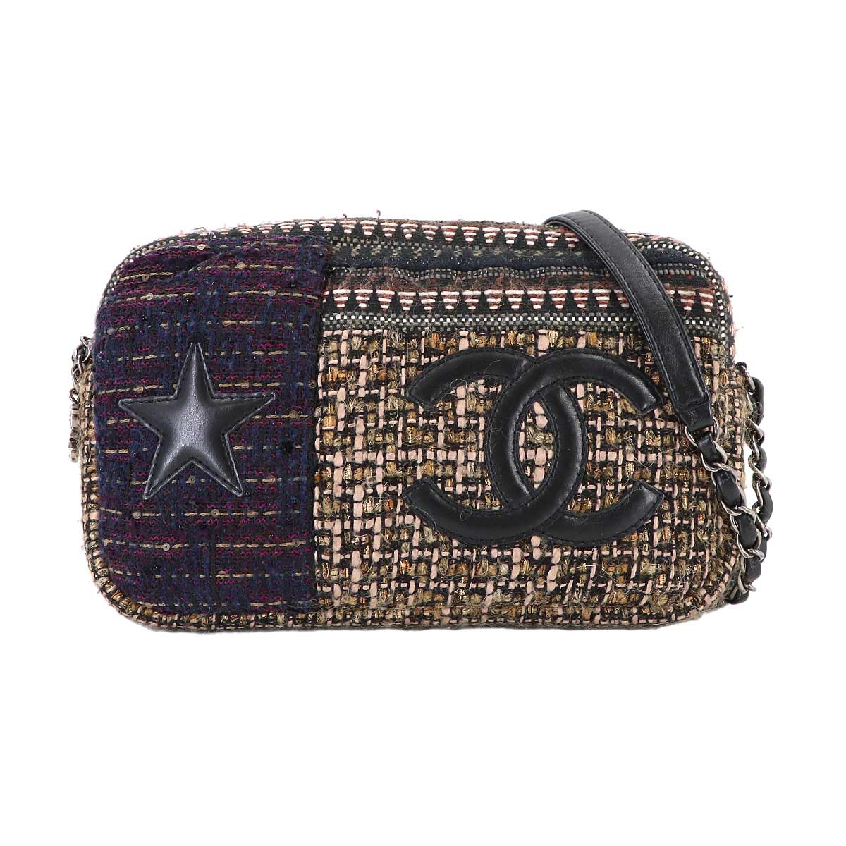 CC Chain Shoulder Bag Tweed Multicolor Purse