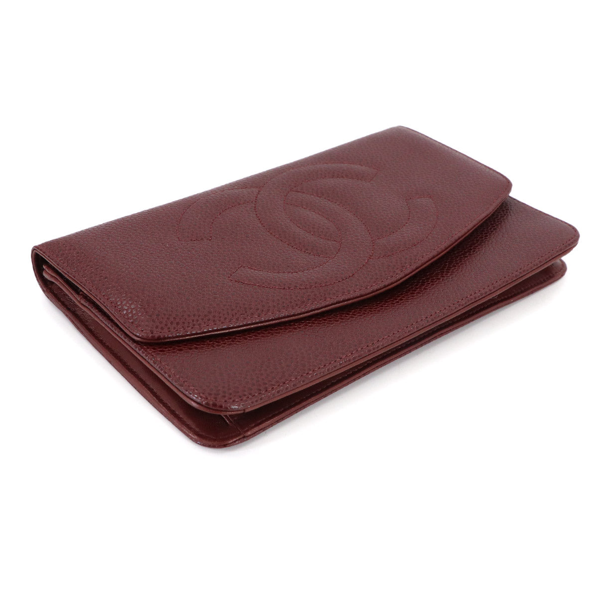 Long Wallet Leather Brown Coco Logos Vintage