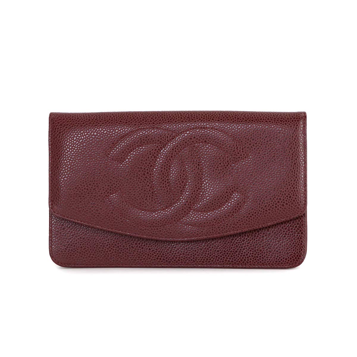 Long Wallet Leather Brown Coco Logos Vintage
