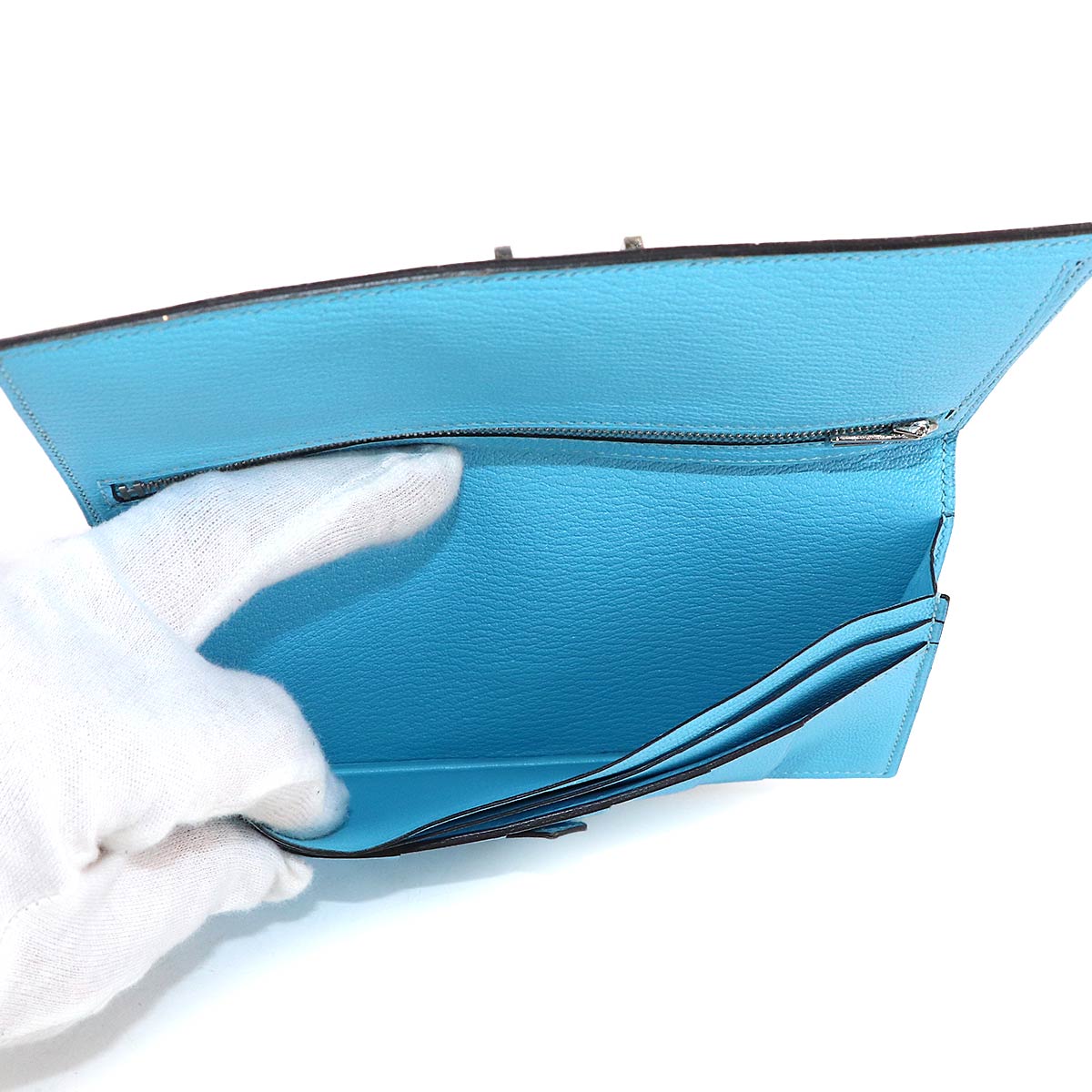 Bearn Souffle Long Wallet Chevre Celeste Purse