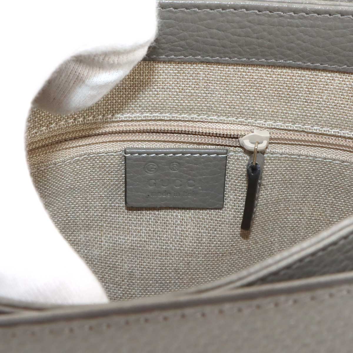 Interlocking G 2way Hand Shoulder Bag Leather Gray 510302