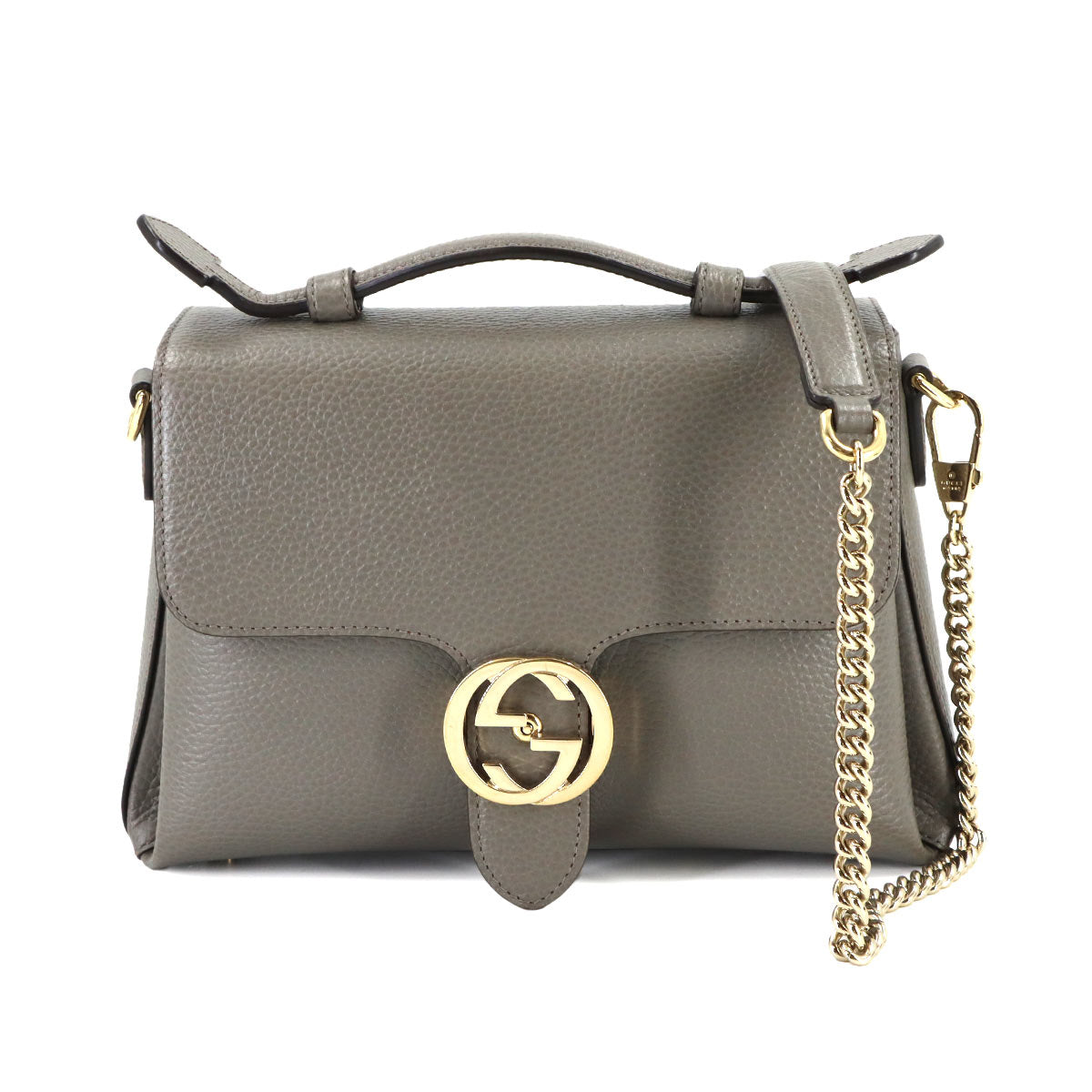 Interlocking G 2way Hand Shoulder Bag Leather Gray 510302