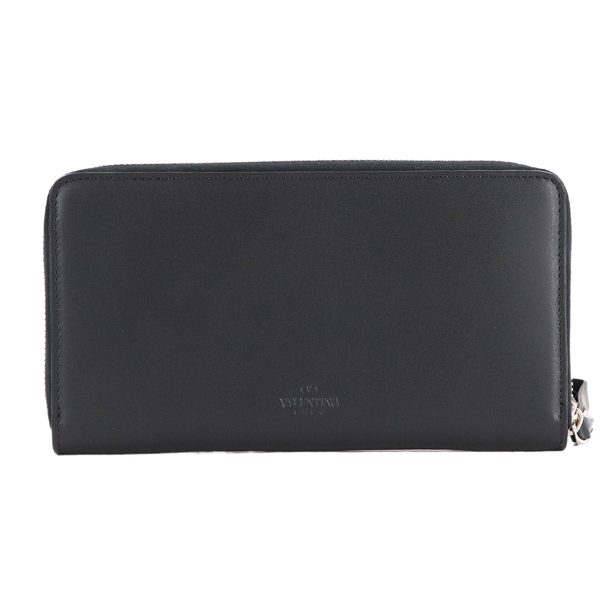 VLTN Logos Zipped Around Long Wallet Leather Black