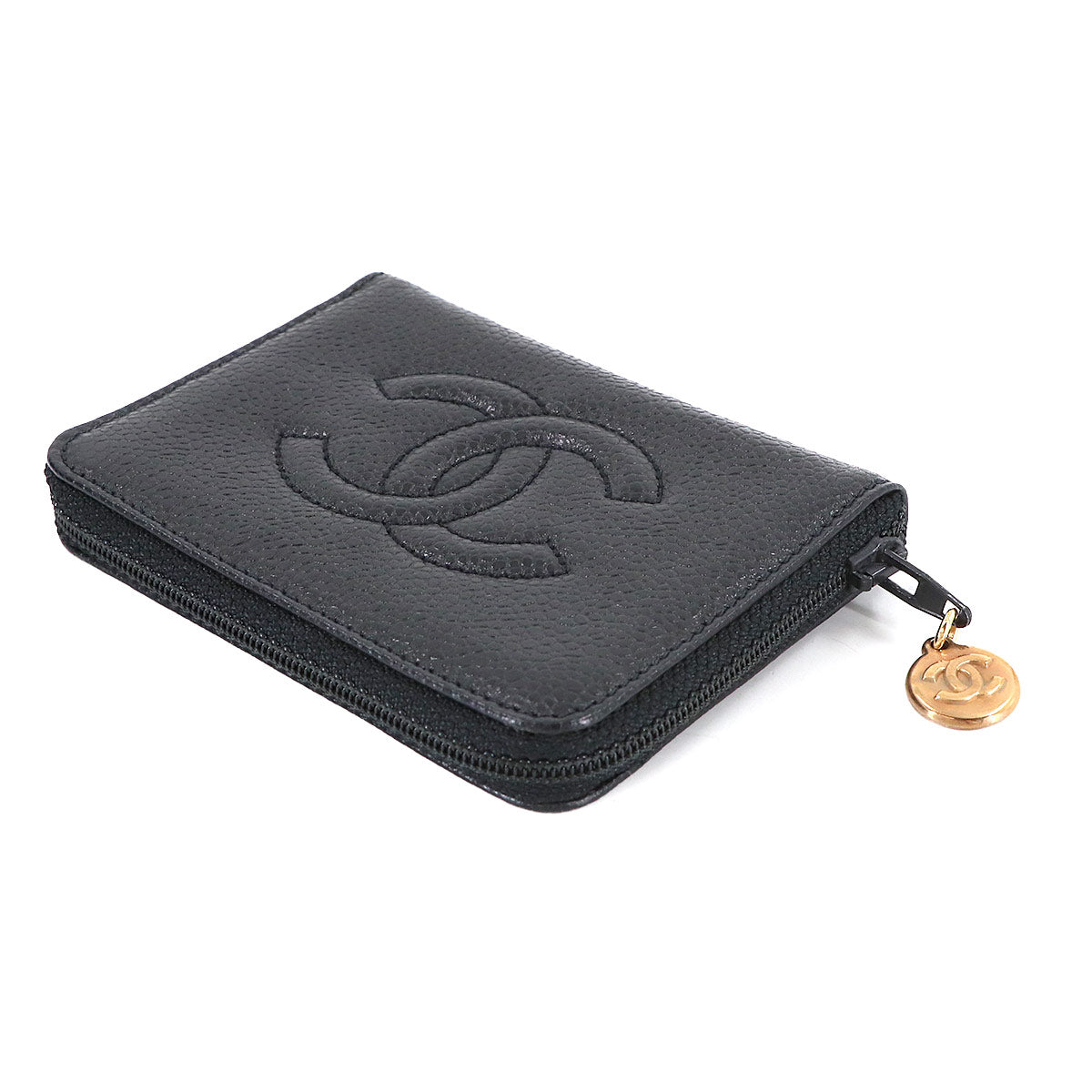 Zip around 6 Key Case Leather Black Vintage Accessory