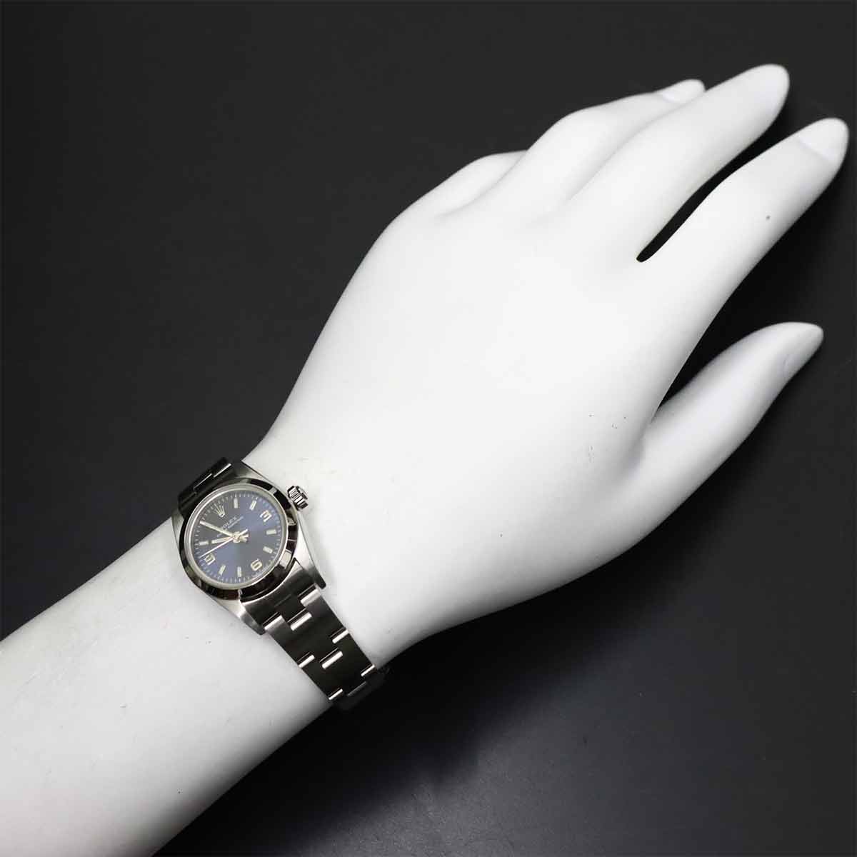 Oyster perpetual 76080 Serial F Blue Dial Ladies Watch