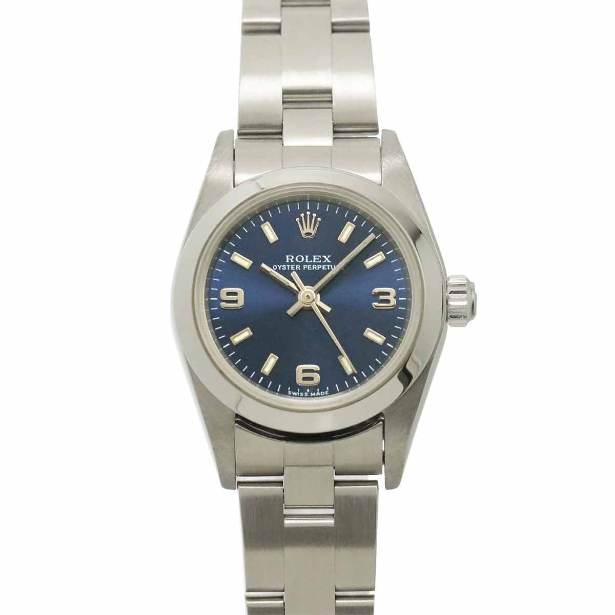 Oyster perpetual 76080 Serial F Blue Dial Ladies Watch