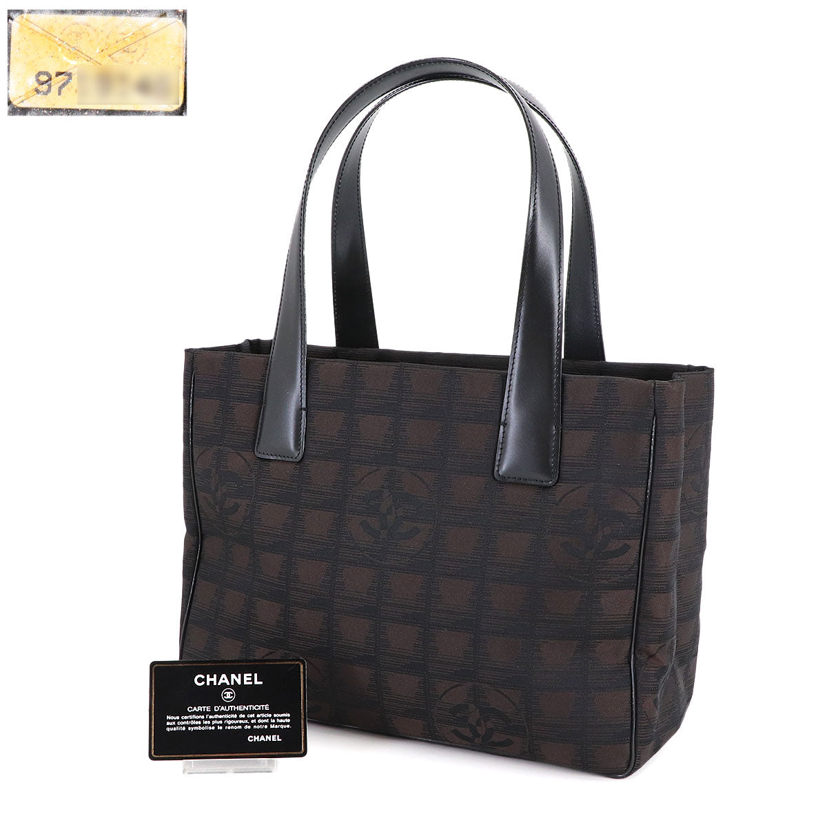 New Travel Line Tote PM Bag Nylon Jacquard Leather Brown A20457