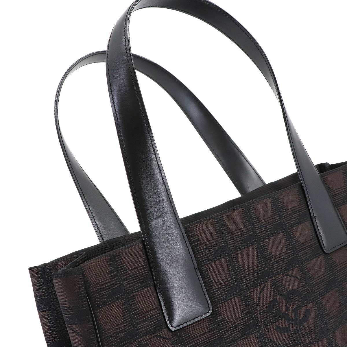 New Travel Line Tote PM Bag Nylon Jacquard Leather Brown A20457