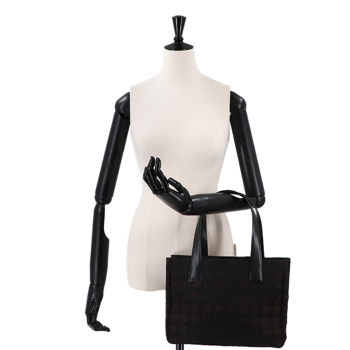 New Travel Line Tote PM Bag Nylon Jacquard Leather Brown A20457