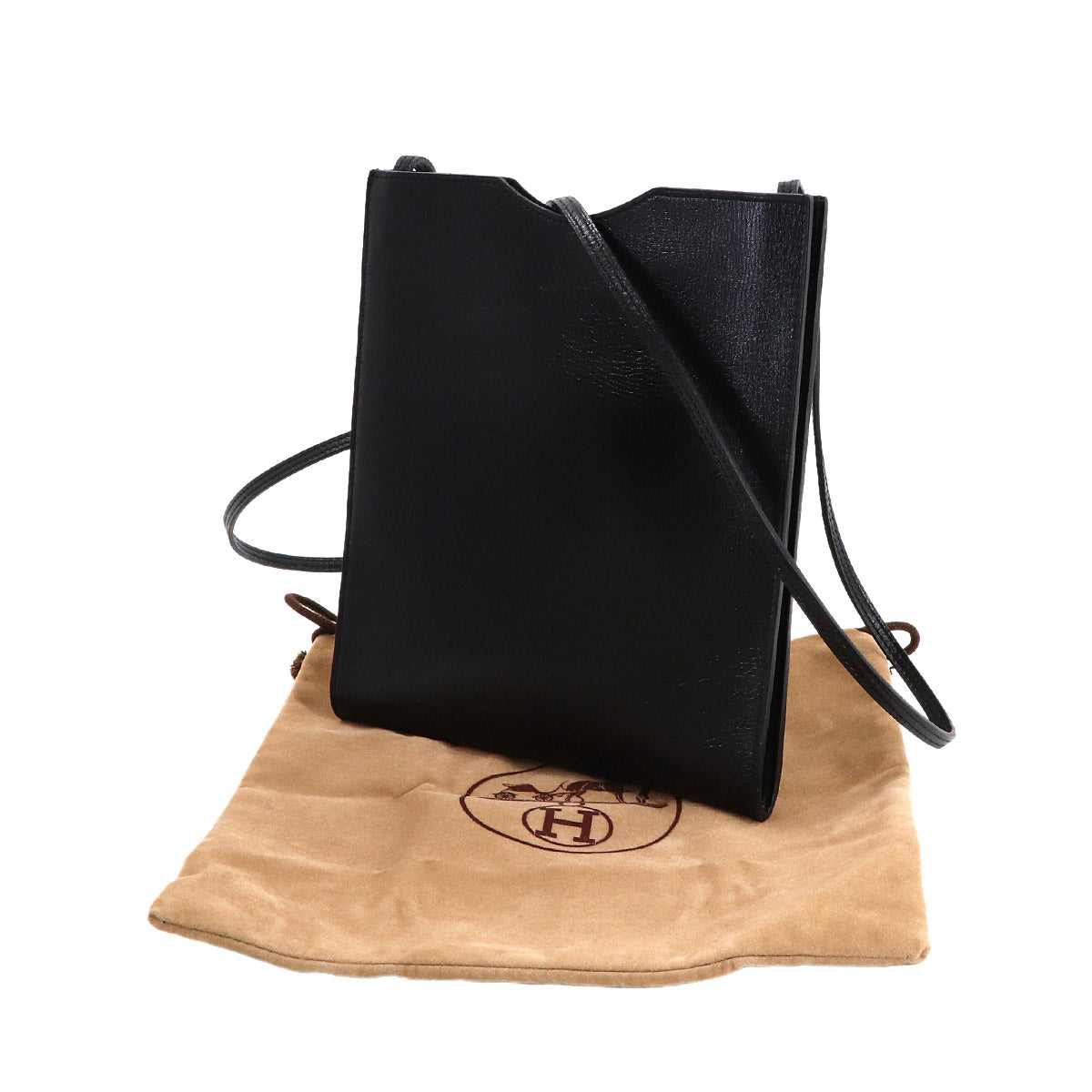 Onimaitou Shoulder Bag Box calf Black Purse Pochette