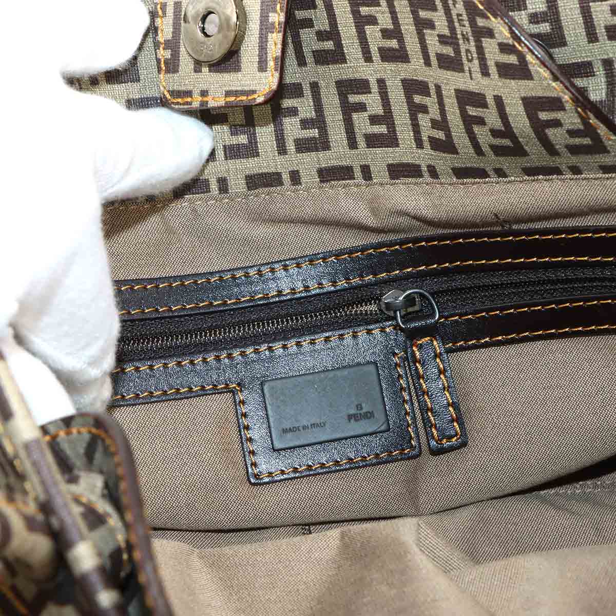 Zucchino Tote Bag PVC Nylon Beige Brown 8BN174 Purse