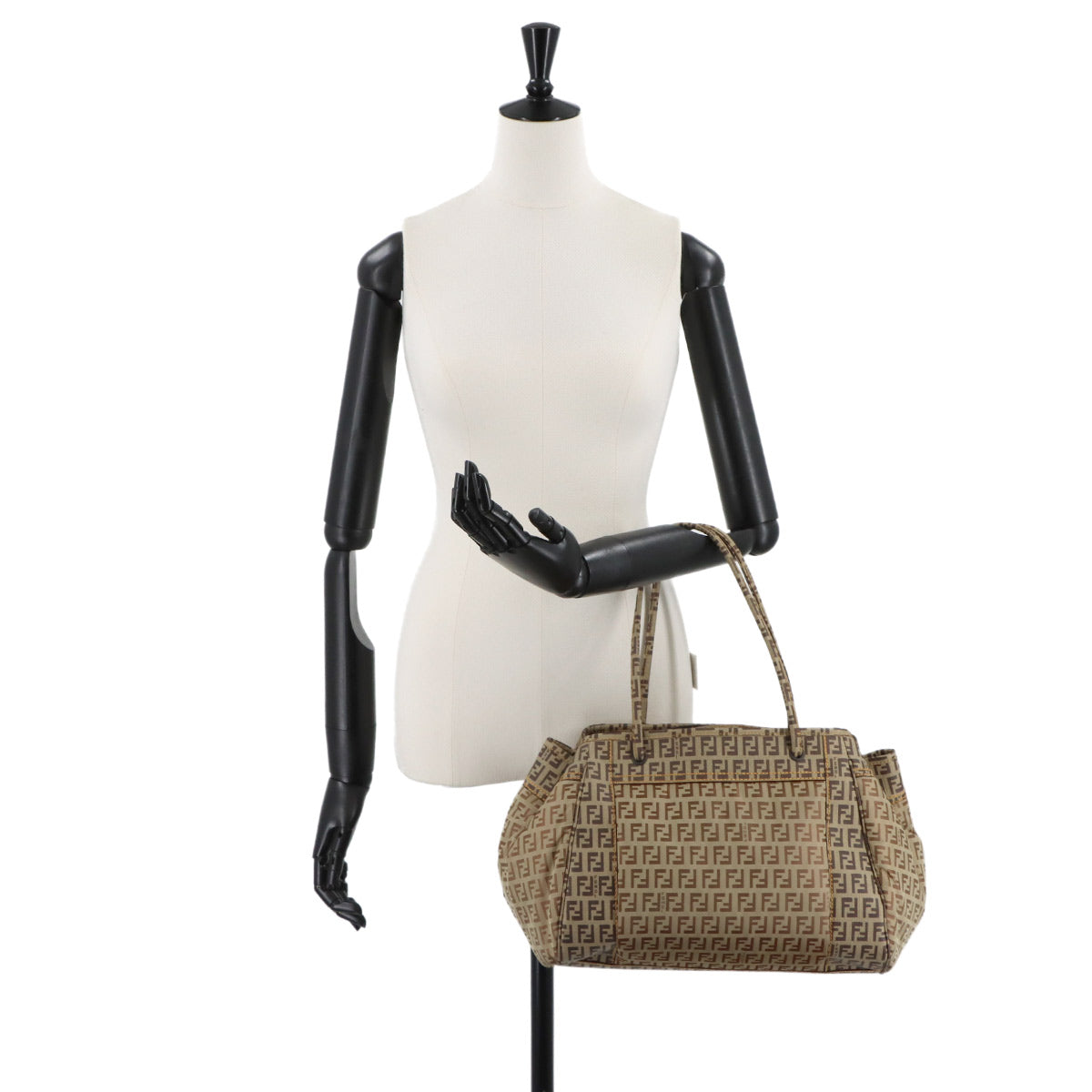 Zucchino Tote Bag PVC Nylon Beige Brown 8BN174 Purse