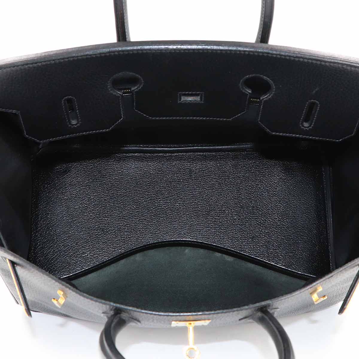 Birkin 35 Ardennes Leather Black Hand Bag Vintage Purse