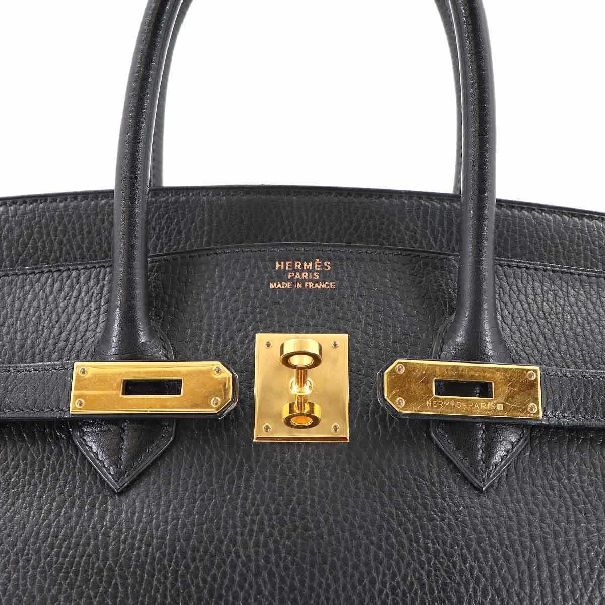 Birkin 35 Ardennes Leather Black Hand Bag Vintage Purse