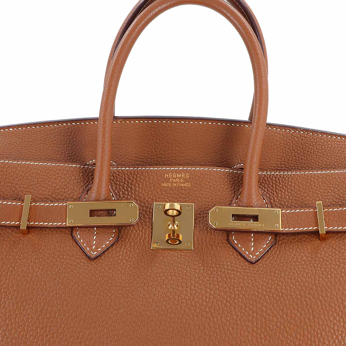 Birkin 35 Togo Gold Hand Bag Brown