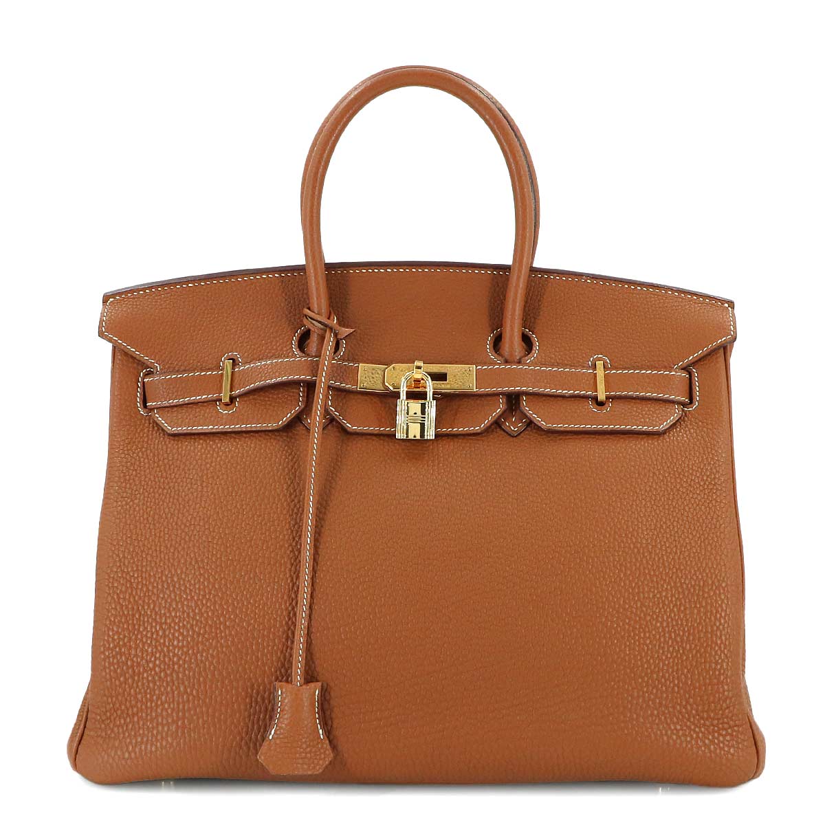 Birkin 35 Togo Gold Hand Bag Brown