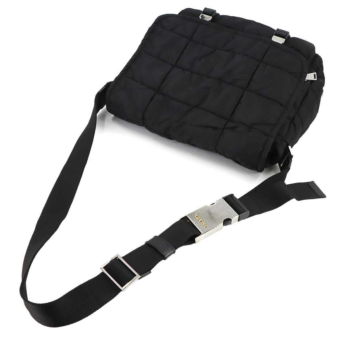 Quilting Shoulder Bag Nylon Black Purse
