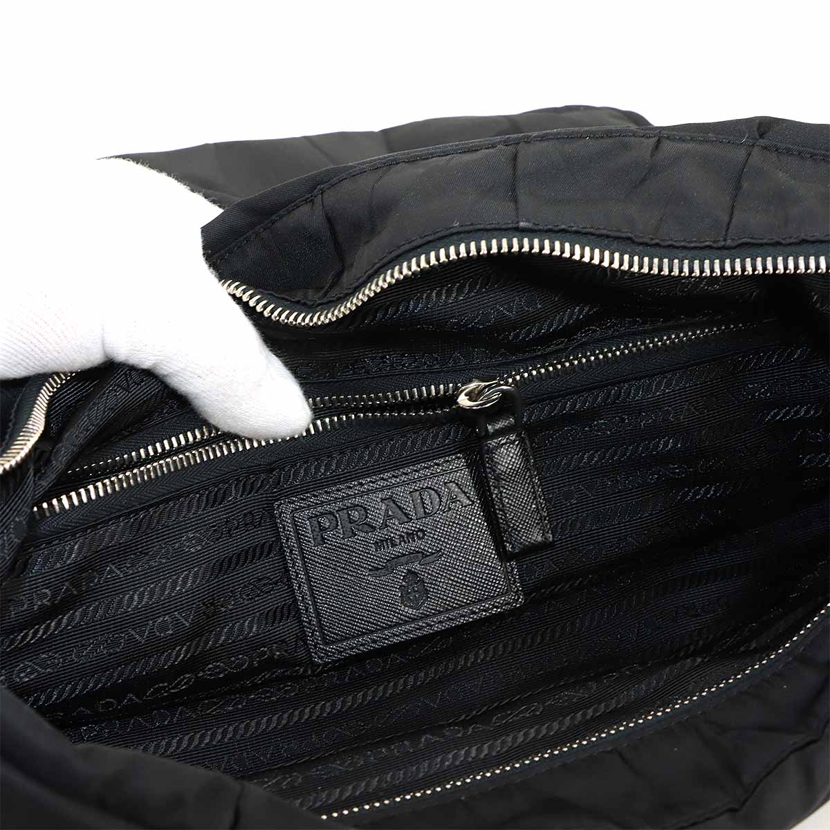 Quilting Shoulder Bag Nylon Black Purse
