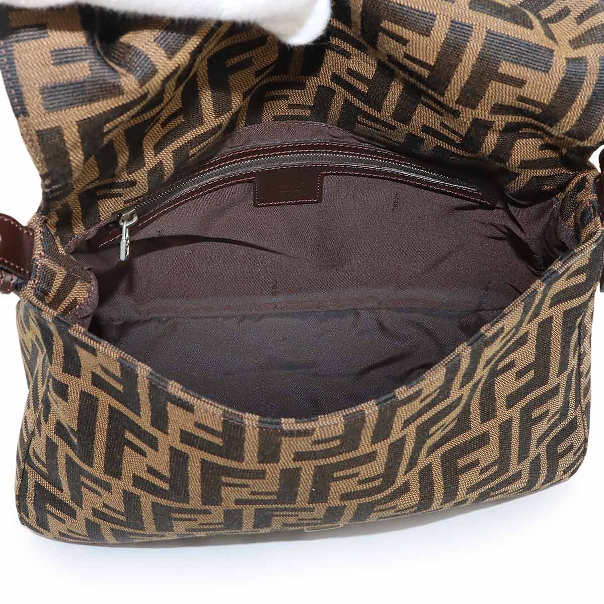 Zucca Mamma Baguette Shoulder Bag Canvas Leather Brown 26325