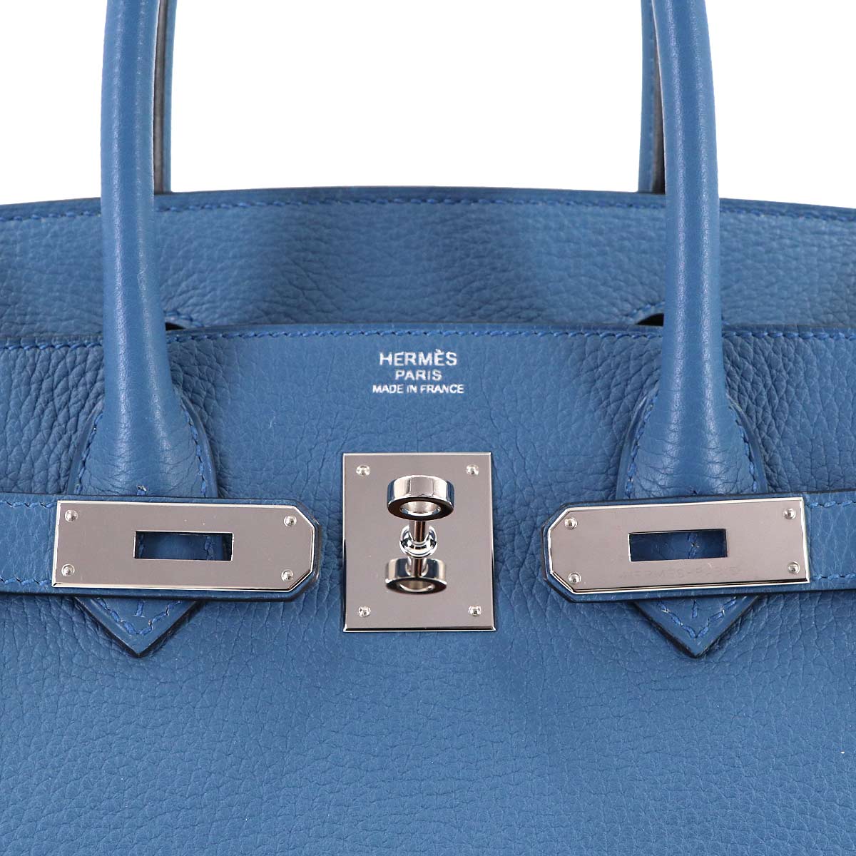 Birkin 30 Taurillon Clemence Bleu Agate Hand Bag Purse