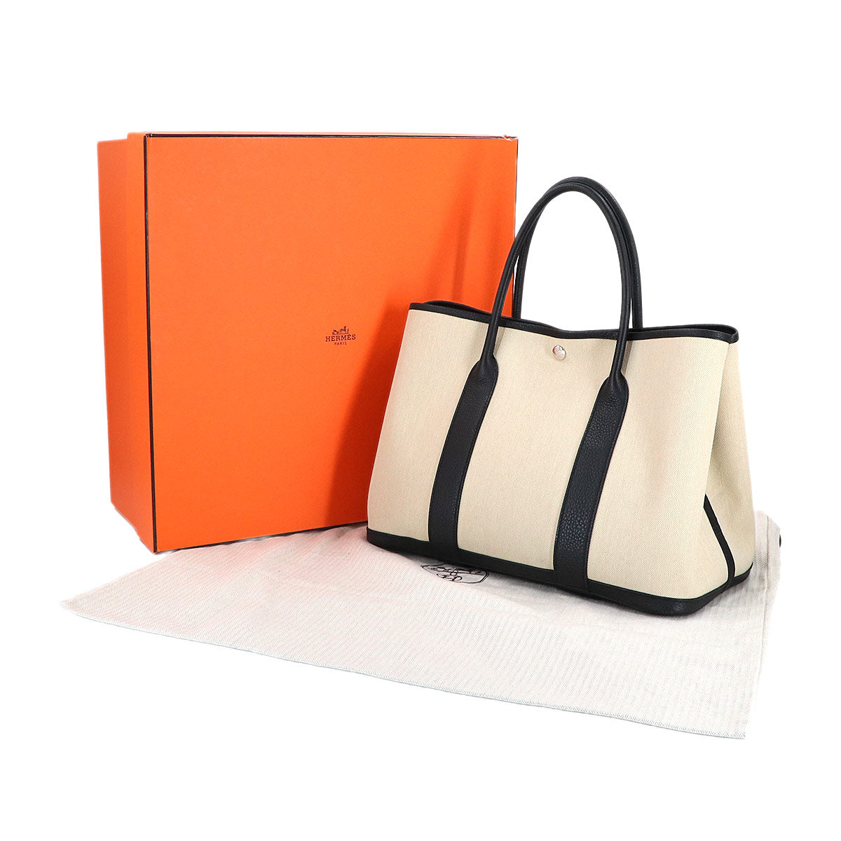 Garde Party PM Tote Bag Toile H Negonda Ecru Black