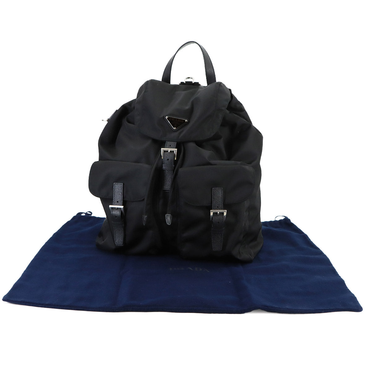 Backpack Nylon Saffiano Leather Nero Black 2VZ110 Purse