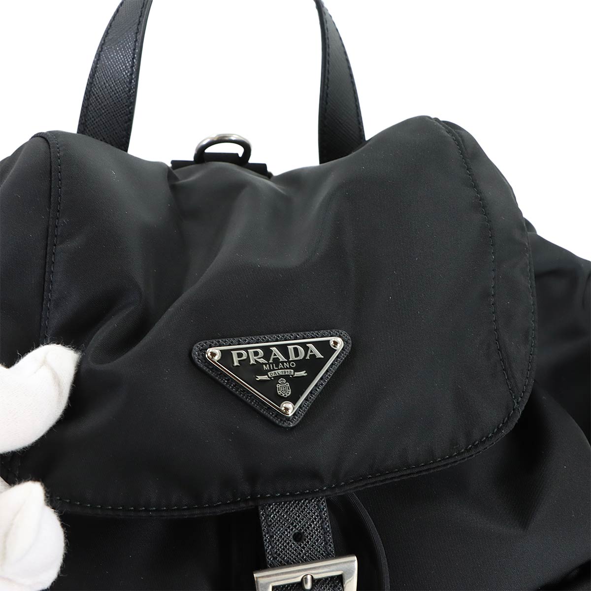 Backpack Nylon Saffiano Leather Nero Black 2VZ110 Purse