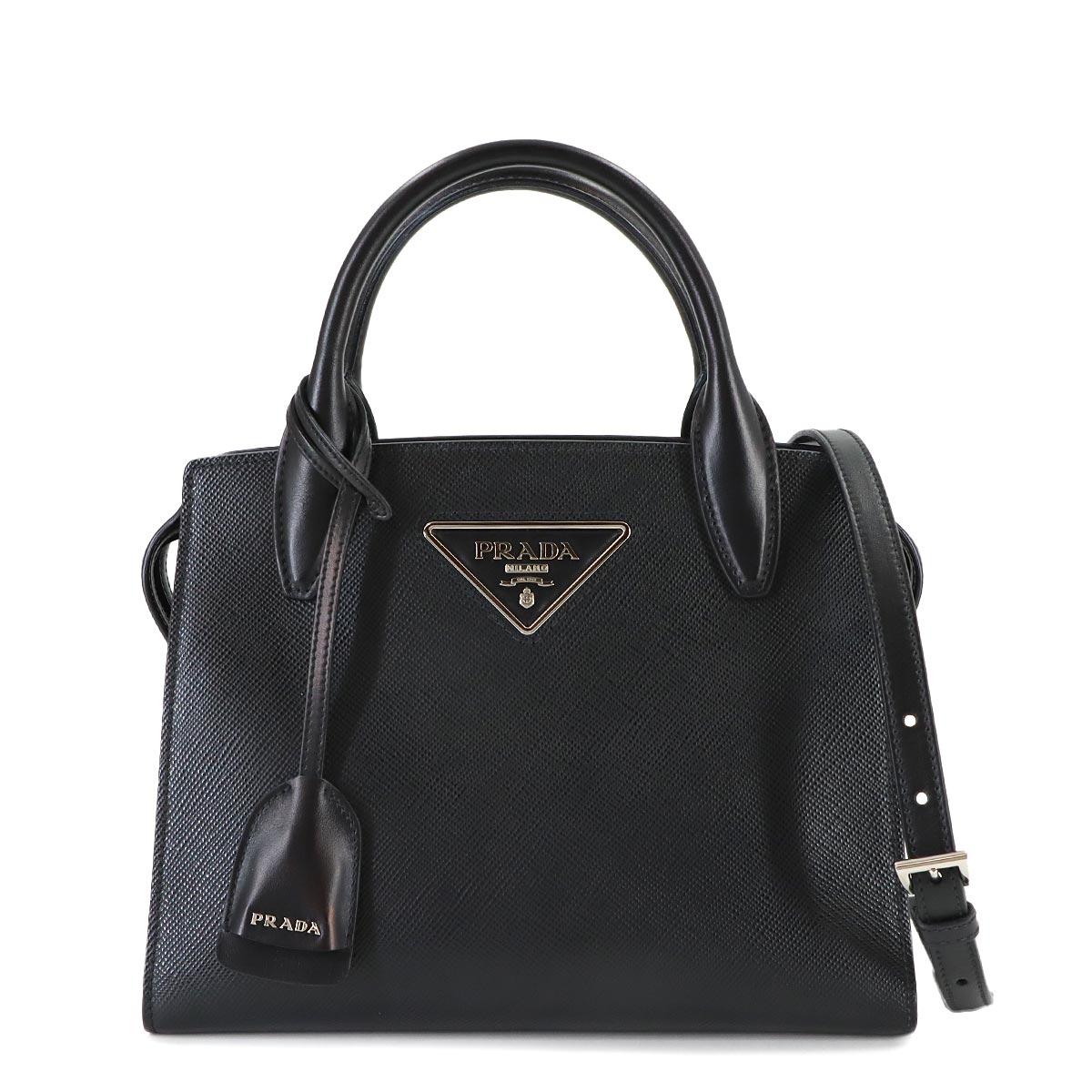 2way Hand Shoulder Bag Saffiano Leather Nero 1BA297 Black Purse