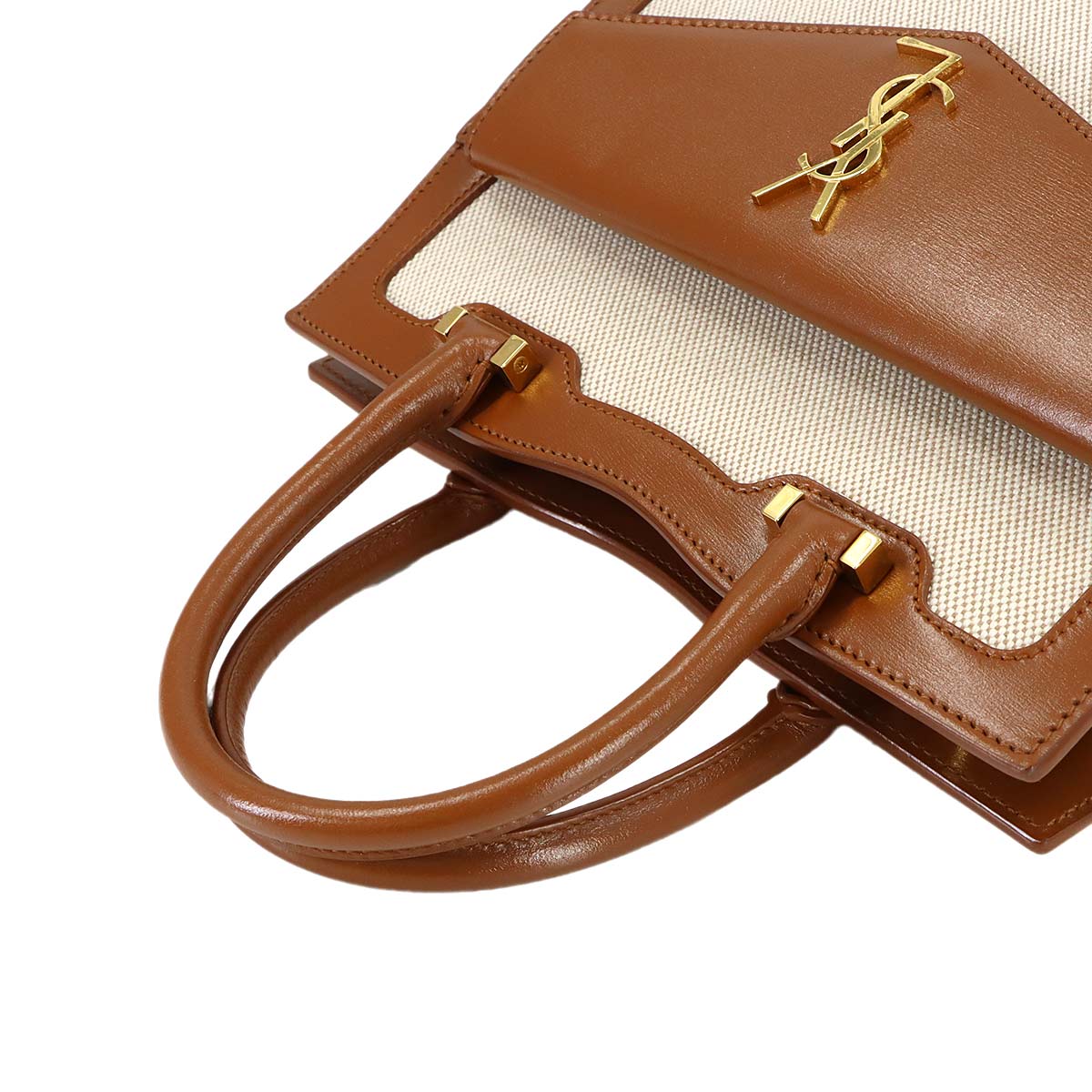 Uptown Hand Shoulder Bag Canvas Leather Brown 561203